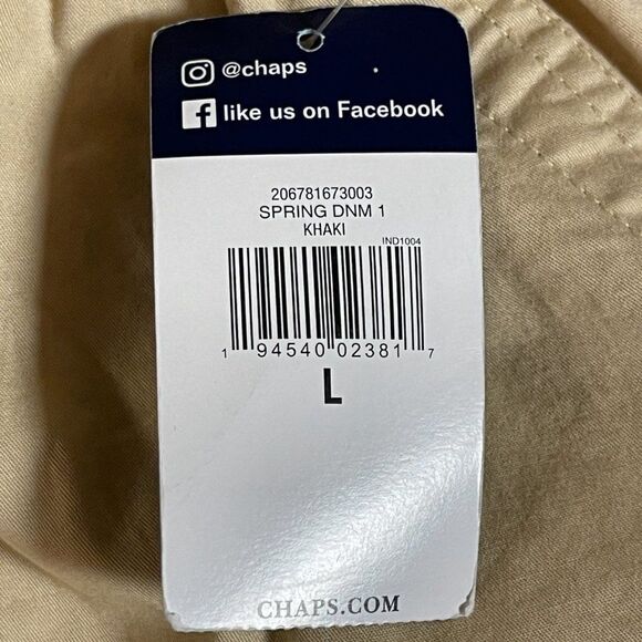 Chaps Khaki Tan Ruffled Elastic Pull On Pants Tie Belt Size L NWT - Picture 8 of 12